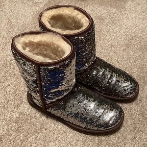 UGG Silver and Leopard Sequin Boots
